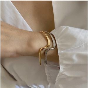 18k Gold Plated Bangle Bracelet|Silver & Gold Set